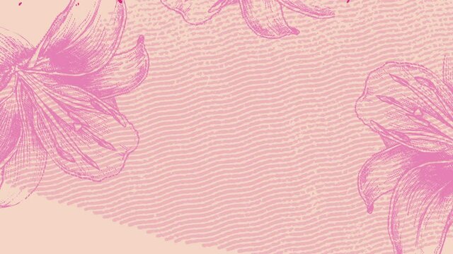 Hand Drawn Floral Background, engraved style. Animated drawing, motion graphics	