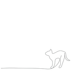 Cat animal silhouette line drawing, vector illustration