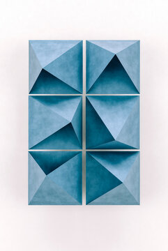 Abstract not geometrical pyramids in blue