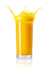 orange juice splash isolated on white