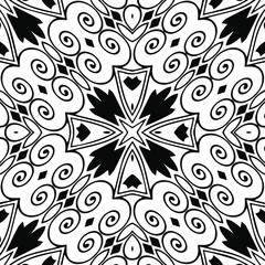 Geometric vector pattern with triangular elements. Seamless abstract ornament for wallpapers and backgrounds. Black and white patterns.