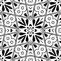 Geometric vector pattern with triangular elements. Seamless abstract ornament for wallpapers and backgrounds. Black and white patterns.