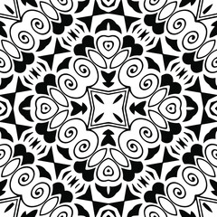 Geometric vector pattern with triangular elements. Seamless abstract ornament for wallpapers and backgrounds. Black and white patterns.