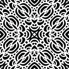 Geometric vector pattern with triangular elements. Seamless abstract ornament for wallpapers and backgrounds. Black and white patterns.