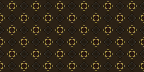 stylish gray and gold seamless geometric pattern on black background