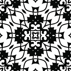 Geometric vector pattern with triangular elements. Seamless abstract ornament for wallpapers and backgrounds. Black and white patterns.