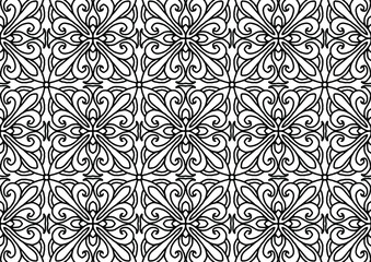 pattern tile with abstract floral ornaments on a white background for coloring, vector