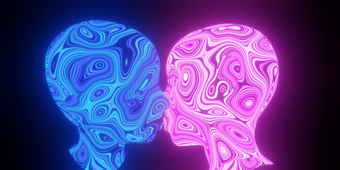 Abstract loving couple kissing