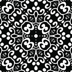 Geometric vector pattern with triangular elements. Seamless abstract ornament for wallpapers and backgrounds. Black and white patterns.