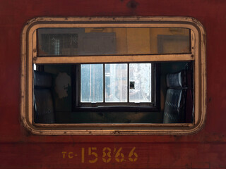 Fototapeta na wymiar old train window