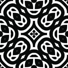  Geometric vector pattern with triangular elements. Seamless abstract ornament for wallpapers and backgrounds. Black and white patterns.