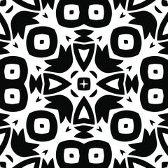  Geometric vector pattern with triangular elements. Seamless abstract ornament for wallpapers and backgrounds. Black and white patterns.