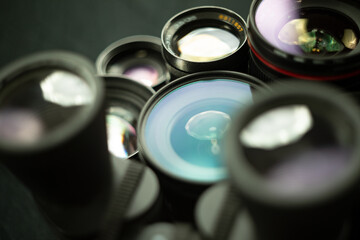 
glare on lenses with black background