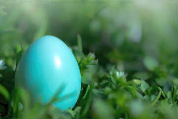 Spring Green Garden and Easter Eggs	