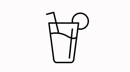 Drink Icon. Vector isolated illustration of a glass with liquid and a straw