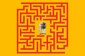 A couple lost in the maze.