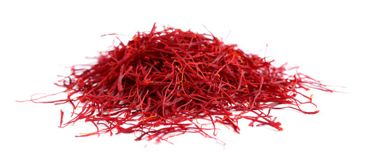 Fototapeta premium Pile of dried saffron isolated on white