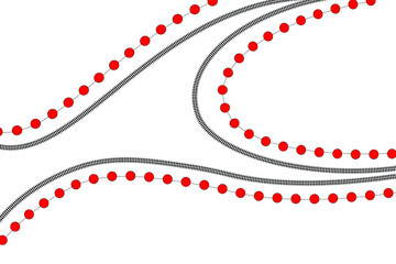 Abstract design with railways and red circles