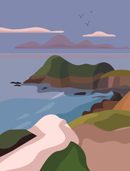 Green hills above the sea