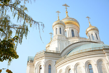 Fototapeta na wymiar MOSCOW, RUSSIA - 18 OCTOBER, 2018: Beautiful view of Sretensky Monastery