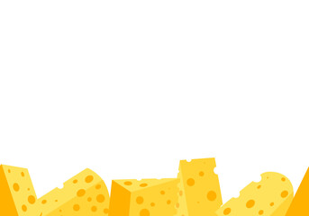 Cheese seamless border. Pieces of yellow cheese.