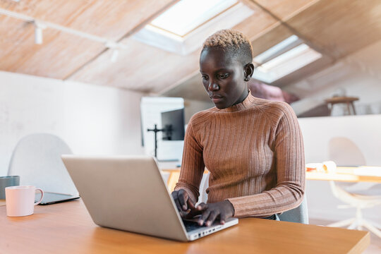 Afro Woman Working in Office