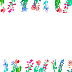 Vector floral frame. Abstract flowers on white background.