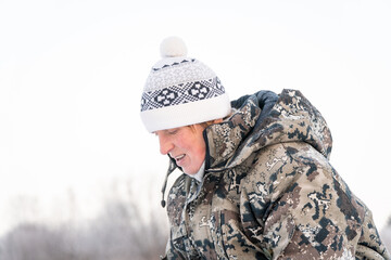 Portrait of a woman wearing a camouflage
