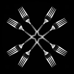 Isolated fork kaleidoscopic pattern