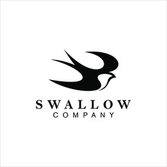 Simple Swallow Logo Design Small Bird Vector Animal Illustration for Nature or Wildlife Symbol Element Template Ideas