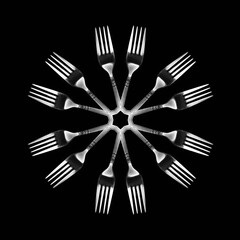 Isolated fork kaleidoscopic pattern