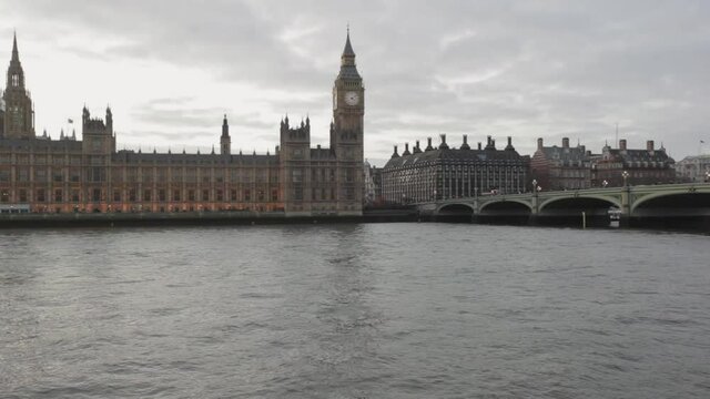 Fast Rib Boat Pass Big Ben and Westminster London