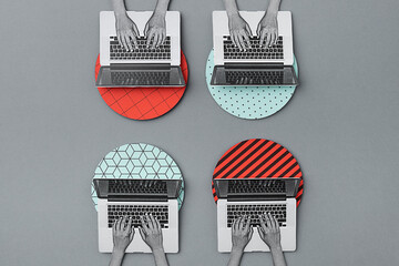 Representation of a meeting in a abstract place of work