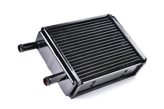 car heating and air conditioning system radiator, car stove radiator, white background close-up
