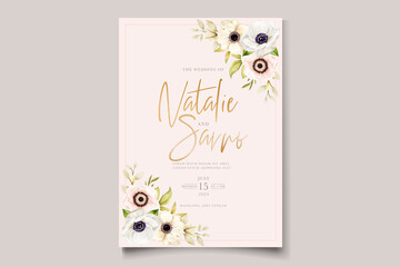 Watercolor poppy anemone invitation card