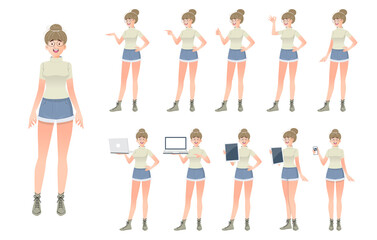 Obraz premium Set of female characters in different poses.Vector .