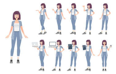 Fototapeta premium Set of female characters in different poses.Vector .