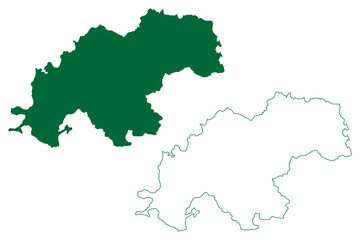 Fototapeta premium Kanker district (Chhattisgarh State, Bastar division, Republic of India) map vector illustration, scribble sketch Kanker map