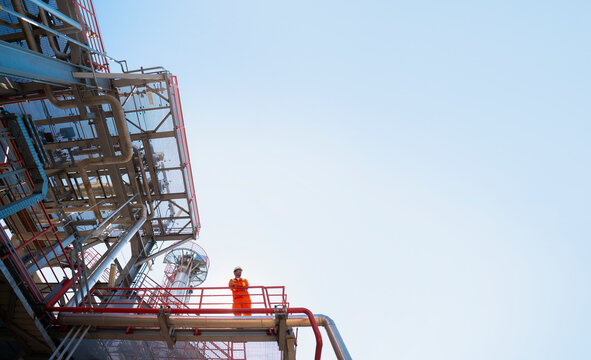 A worker in the oil refinery