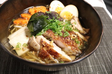 Asian Fusion Ramen Noodles Soup. Starter or Main Course