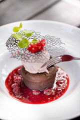 close up of fresh, tasty deserts