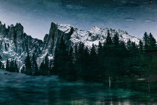 Stunning Mountain Range Reflected In Lake