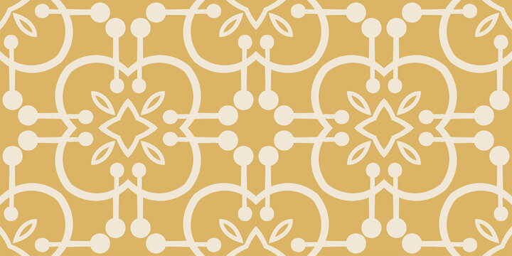 background pattern with decorative ornament seamless on a gold background, vector image