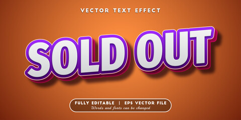 Fototapeta premium Text Effects 3D Sold Out, Editable Text Style