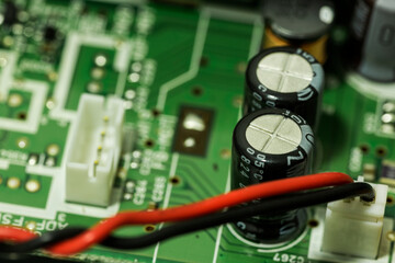 electronic components on a motherboard