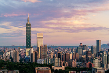 View of Financial district in City Taipei, Taiwan 