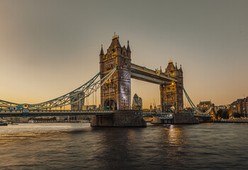 Sunset timelapse of Tower Bridge in London. UK