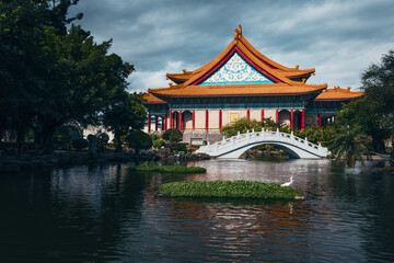 National Theater and Guanghua Ponds in Chiang Kai-Shek Memorial Hall in spring, Taipei, Taiwan. 