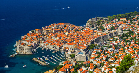 Overview to the old town of Dubrovnik, Croatia.