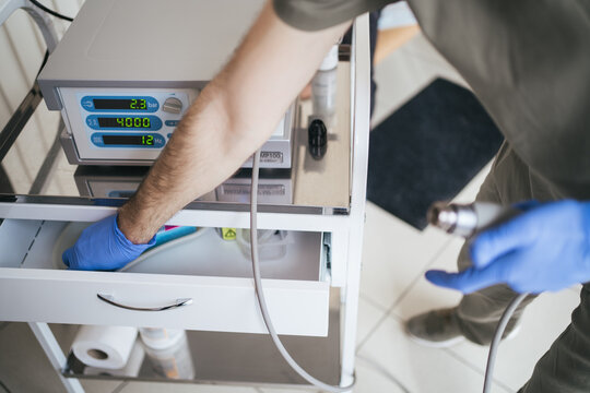 Doctor with special equipment in the hospital